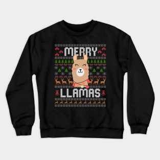 Funny Merry Llamas Ugly Christmas Sweater Llama Pun Xmas Crewneck Sweatshirt